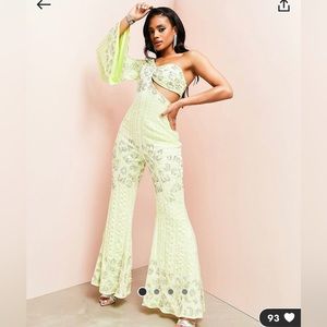 BRAND NEW- ASOS Embellished Lime Green Jumpsuit